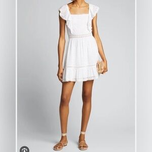 Alice + Olivia Remada Eyelet Cotton Ruffle Dress Size 6
